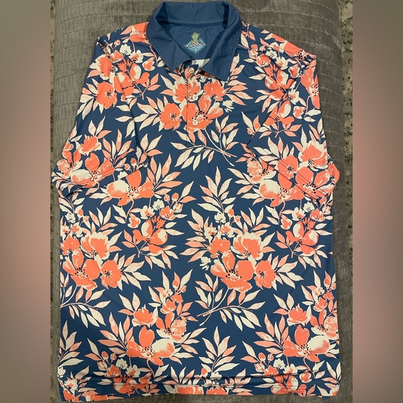 chubbies Other - Chubbies Blue Floral Golf Polo Size Large fits to XL see measurements